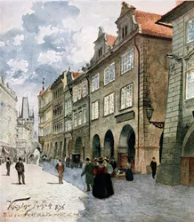 Ulice k Mostu, Mala Strana, Prag, Illustration aus 